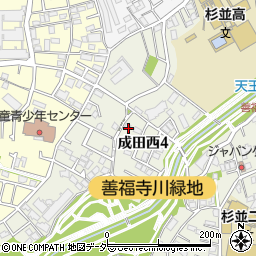 東京都杉並区成田西4丁目周辺の地図