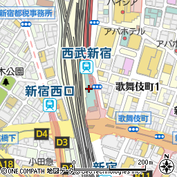新宿プリンスホテル周辺の地図