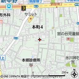東京都中野区本町4丁目周辺の地図