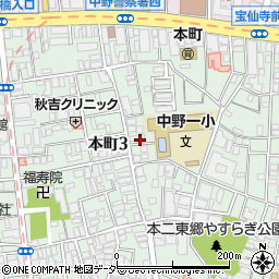 東京都中野区本町3丁目17周辺の地図