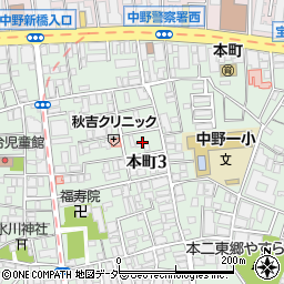 東京都中野区本町3丁目21周辺の地図