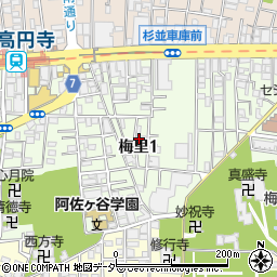 東京都杉並区梅里周辺の地図