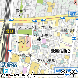 スーパーホテル新宿歌舞伎町周辺の地図