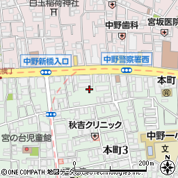 東京都中野区本町3丁目32周辺の地図