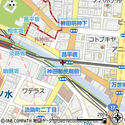 昌平橋西橋詰広場周辺の地図