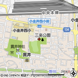 三楽公園トイレ周辺の地図