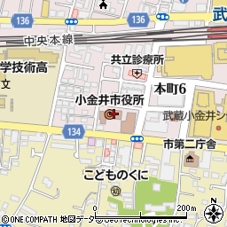 小金井市役所周辺の地図