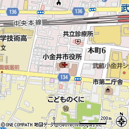 小金井市役所　総務部総務課文書係周辺の地図