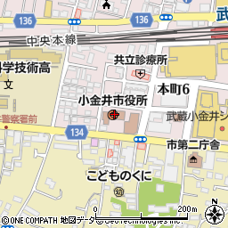 東京都小金井市周辺の地図
