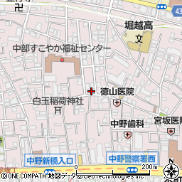 東京都中野区中央周辺の地図