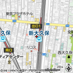新大久保駅前郵便局周辺の地図