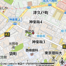 東京都新宿区神楽坂周辺の地図