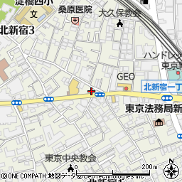 コインパーク北新宿３丁目駐車場周辺の地図