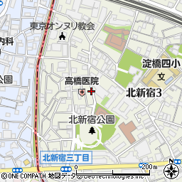 北新宿3丁目21[akippa]駐車場周辺の地図