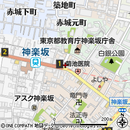 ファミリーマート神楽坂上店周辺の地図