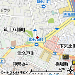 東京都新宿区筑土八幡町1-2周辺の地図