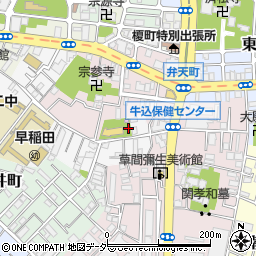 漱石公園トイレ周辺の地図