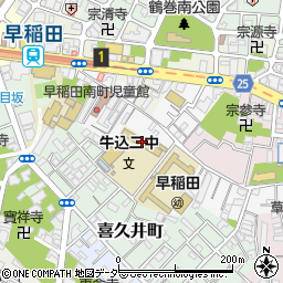 新宿区立牛込第二中学校周辺の地図
