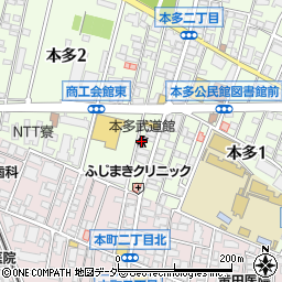 本多武道館周辺の地図
