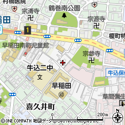 東京都新宿区早稲田南町32周辺の地図