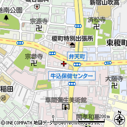 東京都新宿区弁天町2-16周辺の地図