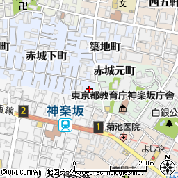東京都新宿区赤城下町3周辺の地図