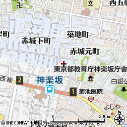東京都新宿区赤城下町4周辺の地図