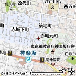 東京都新宿区赤城下町86周辺の地図