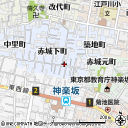 東京都新宿区赤城下町80周辺の地図