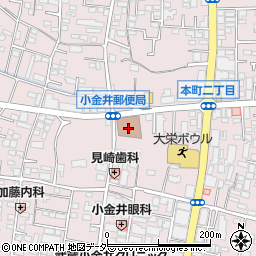 日本郵便小金井郵便局周辺の地図