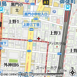 リパーク上野３丁目第６駐車場周辺の地図