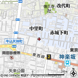 東京都新宿区赤城下町28周辺の地図