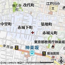 東京都新宿区赤城下町79周辺の地図