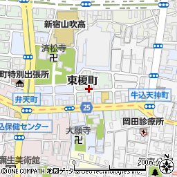 東京都新宿区東榎町2-2周辺の地図