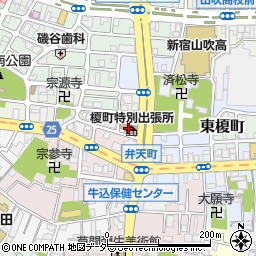 新宿区榎町特別出張所周辺の地図