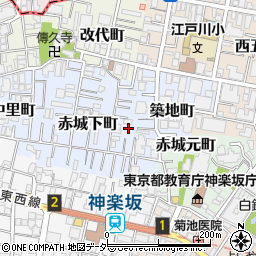 東京都新宿区赤城下町77周辺の地図