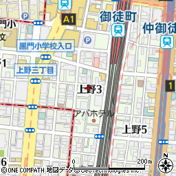 タイムズ上野第１５駐車場周辺の地図