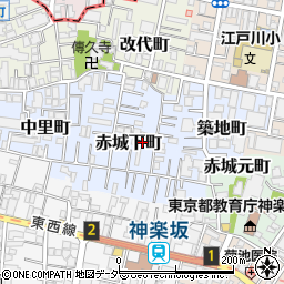 東京都新宿区赤城下町65周辺の地図