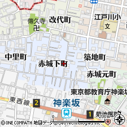 東京都新宿区赤城下町66周辺の地図