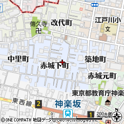 東京都新宿区赤城下町67周辺の地図