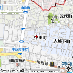 東京都新宿区中里町周辺の地図