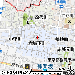 東京都新宿区赤城下町周辺の地図
