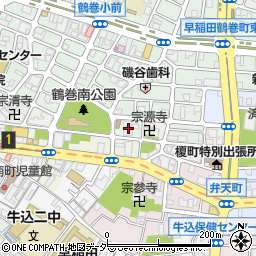 東京都新宿区早稲田鶴巻町504周辺の地図