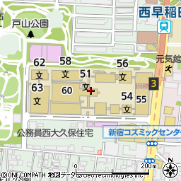 早稲田大学西早稲田キャンパス　理工学図書館周辺の地図