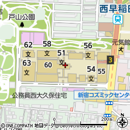 早稲田大学西早稲田キャンパス　理工学図書館周辺の地図