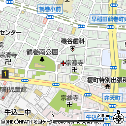 東京都新宿区早稲田鶴巻町505周辺の地図
