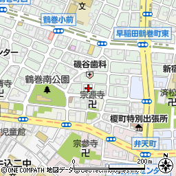 東京都新宿区早稲田鶴巻町551周辺の地図