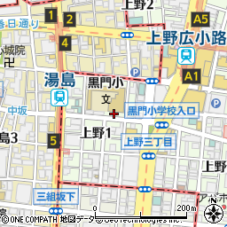 東京都台東区上野1丁目周辺の地図