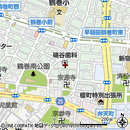 東京都新宿区早稲田鶴巻町553周辺の地図