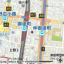 東京都台東区上野5丁目周辺の地図